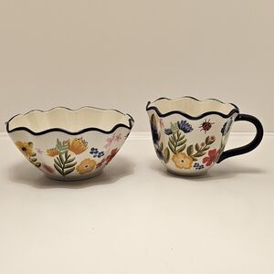 Floral Tea Cup & Matching Bowl